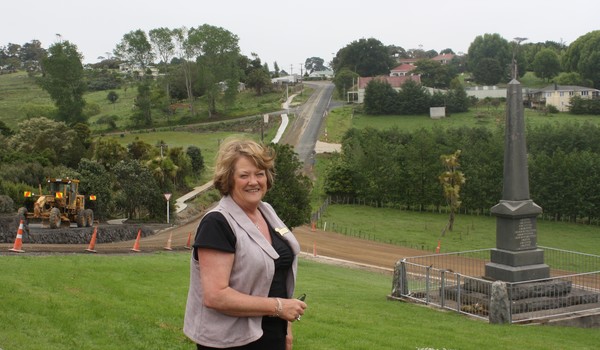 Museum director Betty Nelley, by the War Memorial, in the middle of the new entrance way. 